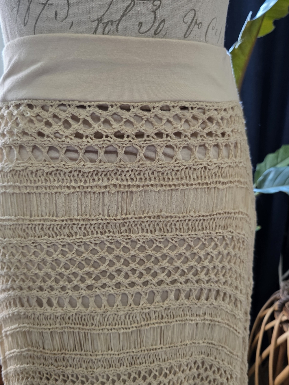 Chico's Cream Handkerchief Crochet Fringe Maxi Skirt - Picture 2 of 9